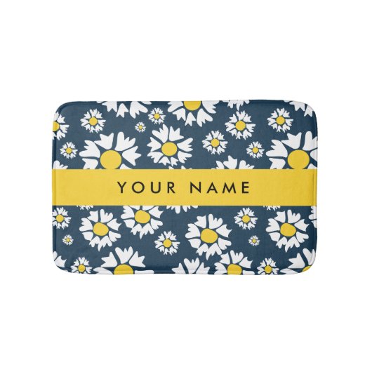 Daisy Pattern, Witte Daisies, Jouw naam Badmat (Voorkant)