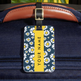 Daisy Pattern, Witte Daisies, Jouw naam Bagagelabel