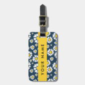 Daisy Pattern, Witte Daisies, Jouw naam Bagagelabel (Voorkant verticaal)