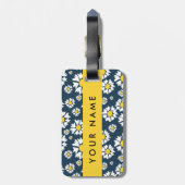 Daisy Pattern, Witte Daisies, Jouw naam Bagagelabel (Achterkant verticaal)