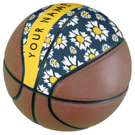 Daisy Pattern, Witte Daisies, Jouw naam Basketbal