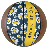 Daisy Pattern, Witte Daisies, Jouw naam Basketbal (Verticaal)