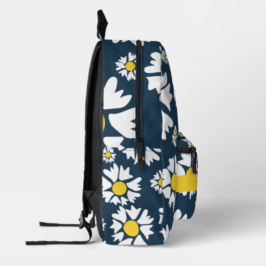Daisy Pattern, Witte Daisies, Jouw naam Bedrukte Rugzak (Links)