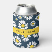 Daisy Pattern, Witte Daisies, Jouw naam Blikjeskoeler (Blikje Voorkant)