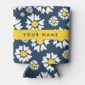 Daisy Pattern, Witte Daisies, Jouw naam Blikjeskoeler (Voorkant)