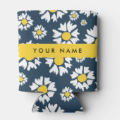 Daisy Pattern, Witte Daisies, Jouw naam Blikjeskoeler (Achterkant)