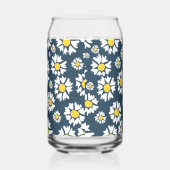 Daisy Pattern, Witte Daisies, Jouw naam Blikvorm Glas (Rechts)