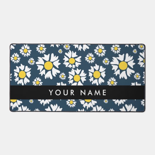Daisy Pattern, Witte Daisies, Jouw naam Bureaumat (Voorkant)
