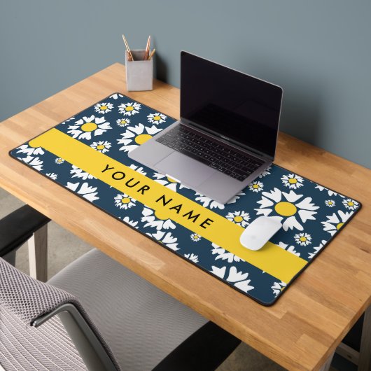 Daisy Pattern, Witte Daisies, Jouw naam Bureaumat (Kantoor 2)