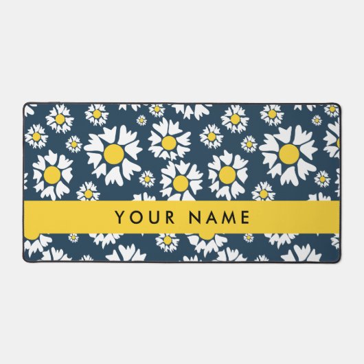 Daisy Pattern, Witte Daisies, Jouw naam Bureaumat (Voorkant)