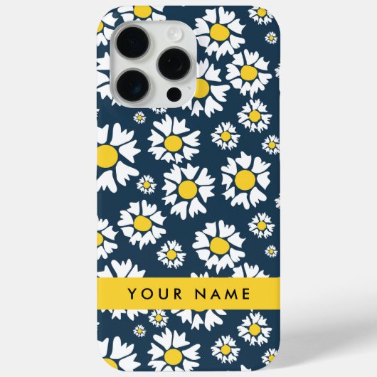 Daisy Pattern, Witte Daisies, Jouw naam Case-Mate iPhone Case (Achterkant)