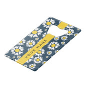 Daisy Pattern, Witte Daisies, Jouw naam Creditkaart Flessenopener (Voorkant Gekanteld)