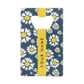 Daisy Pattern, Witte Daisies, Jouw naam Creditkaart Flessenopener (Achterkant)
