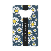 Daisy Pattern, Witte Daisies, Jouw naam Creditkaart Flessenopener (Voorkant)