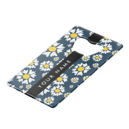 Daisy Pattern, Witte Daisies, Jouw naam Creditkaart Flessenopener