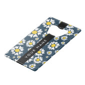 Daisy Pattern, Witte Daisies, Jouw naam Creditkaart Flessenopener (Achterkant Gekanteld)