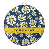 Daisy Pattern, Witte Daisies, Jouw naam Dartbord (Voorkant)