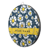 Daisy Pattern, Witte Daisies, Jouw naam Dartbord (Voorkant Rechts)