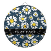 Daisy Pattern, Witte Daisies, Jouw naam Dartbord (Voorkant)