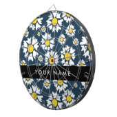 Daisy Pattern, Witte Daisies, Jouw naam Dartbord (Voorkant Rechts)