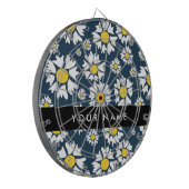 Daisy Pattern, Witte Daisies, Jouw naam Dartbord (Voorkant Links)