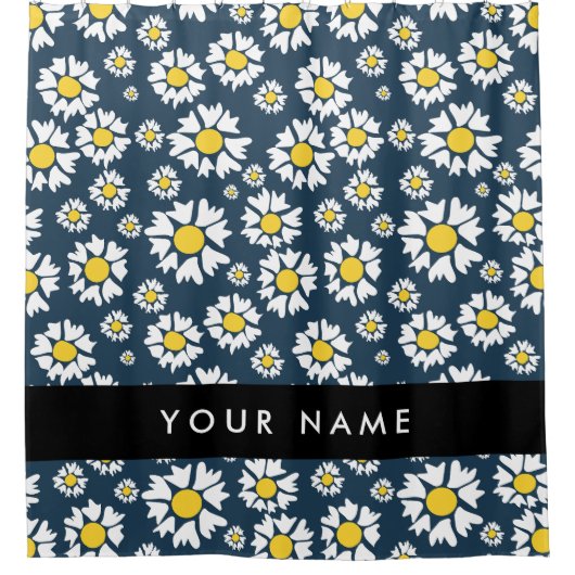 Daisy Pattern, Witte Daisies, Jouw naam Douchegordijn (Voorkant)