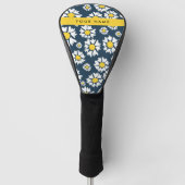 Daisy Pattern, Witte Daisies, Jouw naam Golfheadcover (Voorkant)