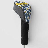 Daisy Pattern, Witte Daisies, Jouw naam Golfheadcover (Schuin)