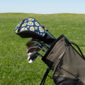 Daisy Pattern, Witte Daisies, Jouw naam Golfheadcover (Insitu)