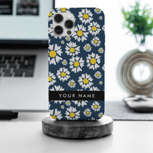 Daisy Pattern, Witte Daisies, Jouw naam iPhone 15 Pro Max Case