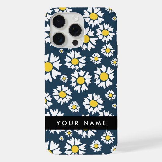 Daisy Pattern, Witte Daisies, Jouw naam iPhone Hoesje (Achterkant)
