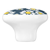 Daisy Pattern, Witte Daisies, Jouw naam Keramische Knop (Zijkant)