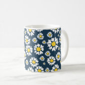 Daisy Pattern, Witte Daisies, Jouw naam Koffiemok (Voorkant rechts)