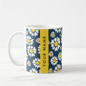 Daisy Pattern, Witte Daisies, Jouw naam Koffiemok (Links)