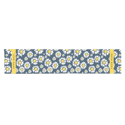 Daisy Pattern, Witte Daisies, Jouw naam Korte Tafelloper (Horizontaal)
