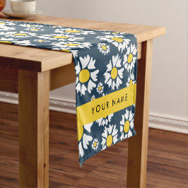 Daisy Pattern, Witte Daisies, Jouw naam Korte Tafelloper