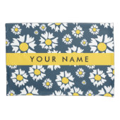Daisy Pattern, Witte Daisies, Jouw naam Kussensloop (Voorkant)