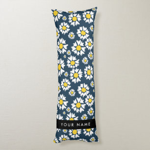 Daisy Pattern, Witte Daisies, Jouw naam Lichaamskussen