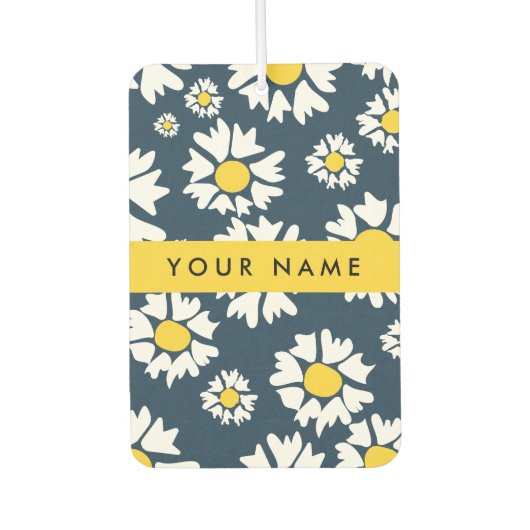 Daisy Pattern, Witte Daisies, Jouw naam Luchtverfrisser (Voorkant)