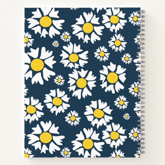 Daisy Pattern, Witte Daisies, Jouw naam Notitieboek (Achterkant)