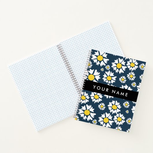 Daisy Pattern, Witte Daisies, Jouw naam Notitieboek (Binnen)