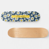 Daisy Pattern, Witte Daisies, Jouw naam Persoonlijk Skateboard (Horizontaal)