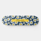 Daisy Pattern, Witte Daisies, Jouw naam Persoonlijk Skateboard (Horizontaal)