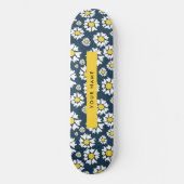Daisy Pattern, Witte Daisies, Jouw naam Persoonlijk Skateboard (Voorkant)