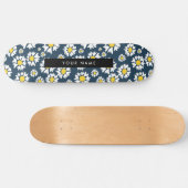 Daisy Pattern, Witte Daisies, Jouw naam Persoonlijk Skateboard (Horizontaal)