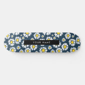 Daisy Pattern, Witte Daisies, Jouw naam Persoonlijk Skateboard (Horizontaal)