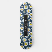 Daisy Pattern, Witte Daisies, Jouw naam Persoonlijk Skateboard (Voorkant)
