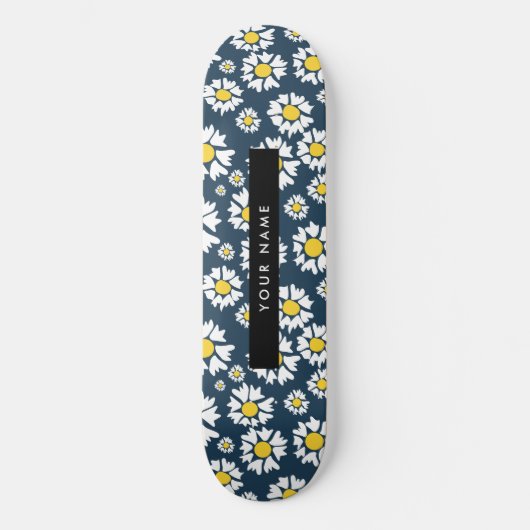 Daisy Pattern, Witte Daisies, Jouw naam Persoonlijk Skateboard (Voorkant)