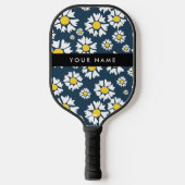 Daisy Pattern, Witte Daisies, Jouw naam Pickleball Paddle (Voorkant)