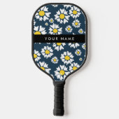 Daisy Pattern, Witte Daisies, Jouw naam Pickleball Paddle (Achterkant)
